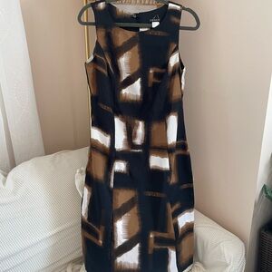 VENUS Blue and White Sheath Midi Dress